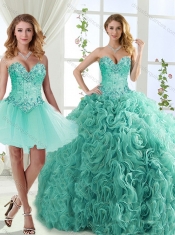 Feminine Visible Boning Beaded Detachable Quinceanera Gowns in Rolling Flowers