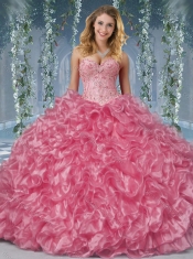 Gorgeous Beaded and Ruffled Big Puffy Quinceanera Dress in Aqua Blue