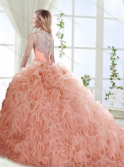 Gorgeous Beaded Straps Detachable Quinceanera Dresses with See Through Back