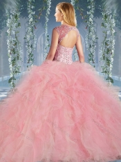 Gorgeous Rainbow Big Puffy Quinceanera Gown with Beading and Ruffles