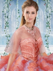 Gorgeous Rainbow Colored Big Puffy Quinceanera Dress with Beading and Ruffles