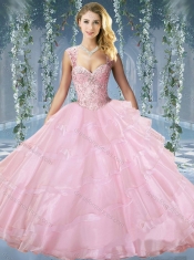 Luxurious Beaded and Ruffled Layers Quinceanera Dresses with Detachable Straps