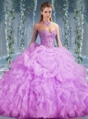 Luxurious Organza Big Puffy Watermelon Quinceanera Dresses with Beading and Ruffles