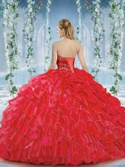 Modest Beaded and Ruffled Big Puffy Quinceanera Dresses in Organza and Taffeta