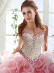 Modest Brush Train Beaded Baby Blue Detachable Sweet 16 Gowns in Rolling Flowers