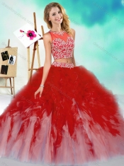 New Style Two Piece Scoop Quinceanera Dress with Beading and Ruffles
