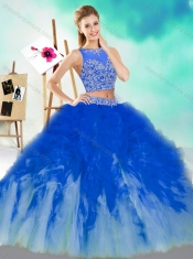 New Style Two Piece Scoop Quinceanera Dress with Beading and Ruffles