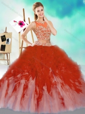 New Style Two Piece Scoop Quinceanera Dress with Beading and Ruffles