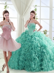 Popular Beaded Big Puffy Detachable Quinceanera Dresses in Rolling Flower