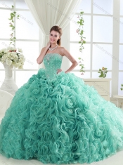 Popular Beaded Big Puffy Detachable Quinceanera Dresses in Rolling Flower