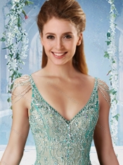 Popular Deep V Neck Big Puffy Cheap Quinceanera Dresses with Beaded Decorated Cap Sleeves