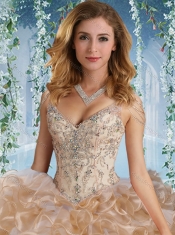 Popular Deep V Neck Big Puffy Cheap Quinceanera Dresses with Beaded Decorated Cap Sleeves