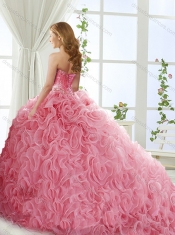 Popular Rolling Flower Mint Detachable Quinceanera Dresses with Brush Train