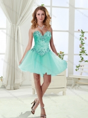 Popular Rolling Flower Mint Detachable Quinceanera Dresses with Brush Train