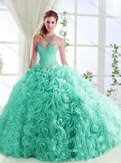 Romantic Rolling Flowers Really Puffy Detachable Sweet 16 Dresses in with Beading