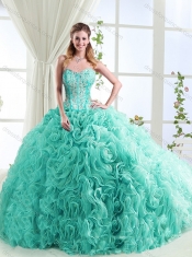 Visible Boning Beaded and Applique Detachable Quinceanera Dresses in Rolling Flowers