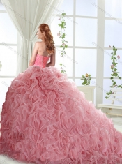 Visible Boning Rolling Flowers Detachable Quinceanera Dresses with Beading