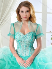 Visible Boning Rolling Flowers Detachable Quinceanera Dresses with Beading