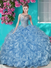 Beautiful Beaded and Ruffled 15th Birthday Dresses  with See Through Scoop