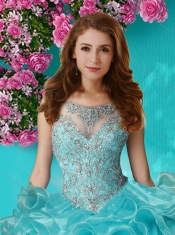 Beautiful Beaded and Ruffled 15th Birthday Dresses  with See Through Scoop