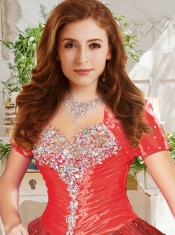 Elegant Ball Gown Sweetheart Beaded Organza 15th Birthday Dresses in White