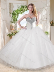 Elegant Ball Gown Sweetheart Beaded Organza 15th Birthday Dresses in White