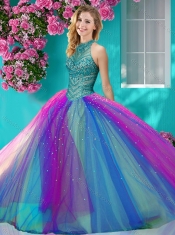 Exclusive Halter Top Really Puffy Sweet 16 Dress with Beading and Appliques