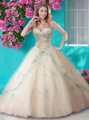 Exquisite Applique and Rhinestoned Big Puffy Quinceanera Dress in Red
