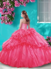 Exquisite Beaded and Pick Ups Quinceanera Gown with Really Puffy