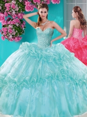 Exquisite Beaded and Pick Ups Quinceanera Gown with Really Puffy