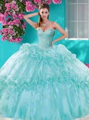 Exquisite Beaded and Pick Ups Quinceanera Gown with Really Puffy