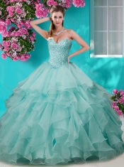 Fashionable Baby Pink Really Puffy  Quinceanera Dress with Beading and Ruffles Layers