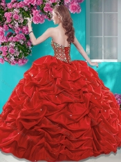 Fashionable Beaded and Ruffled Quinceanera Dress with Brush Train