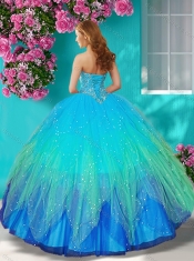 Fashionable Halter Top Rainbow Quinceanera Dress with Beading and Appliques