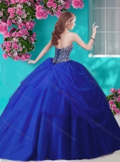 Gorgeous Beaded and Rhinestoned Big Puffy Quinceanera Dress in Blue