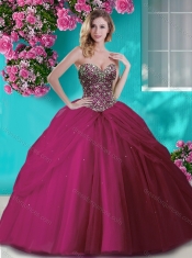 Gorgeous Beaded and Rhinestoned Big Puffy Quinceanera Dress in Blue
