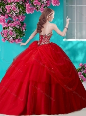 Gorgeous Beaded and Rhinestoned Big Puffy Quinceanera Dress in Blue