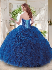 Latest Organza White Quinceanera Dress with Beading and Ruffles