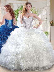 Latest Organza White Quinceanera Dress with Beading and Ruffles Latest Organza White Quinceanera Dress with Beading and Ruffles