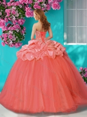 Lovely Beaded and Ruffled Big Puffy 15th Birthday Dresses  with Halter Top