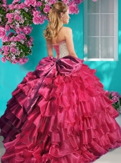 Lovely Beaded and Ruffled Layers Quinceanera Dress with Brush Train