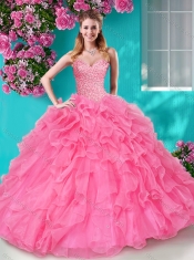 Lovely Beaded and Ruffles Sweetheart 15th Birthday Dresses in Big Puffy