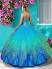 Lovely Really Puffy Beaded and Appliques  Quinceanera Dress in Colorful