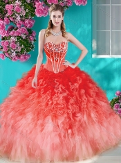 New Arrivals Visible Boning Beaded Quinceanera Dress in White and Blue