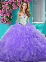 New Style Really Puffy Light Blue Quinceanera Gown with Beading and Ruffles