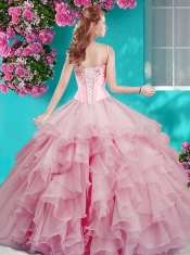 Perfect Puffy Skirt Beaded and Ruffled Sweet 16 Dress in Aqua Blue