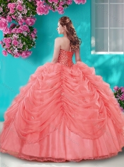 Popular Beaded and Pick Ups Big Puffy Quinceanera Dress in Light Blue