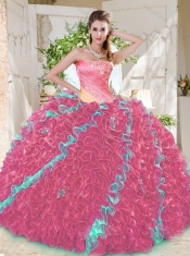 Beautiful Beaded Pleated and Ruffled Big Puffy Cheap Quinceanera Dress in Rainbow
