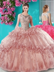 Classical Big Puffy Champagne Quinceanera Dress with Beading and Bubbles