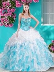 Colorful Ball Gown Sweetheart Quinceanera Dress with Rhinestones and Beading